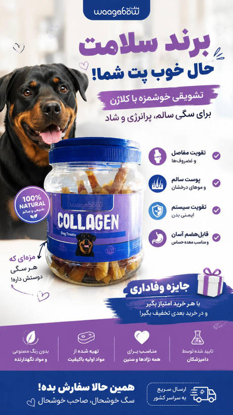 تشویقی سگ کلاژن دور پیچ گوشت ۱۲/۵ سانتی وگ اند بو (دانه ای)